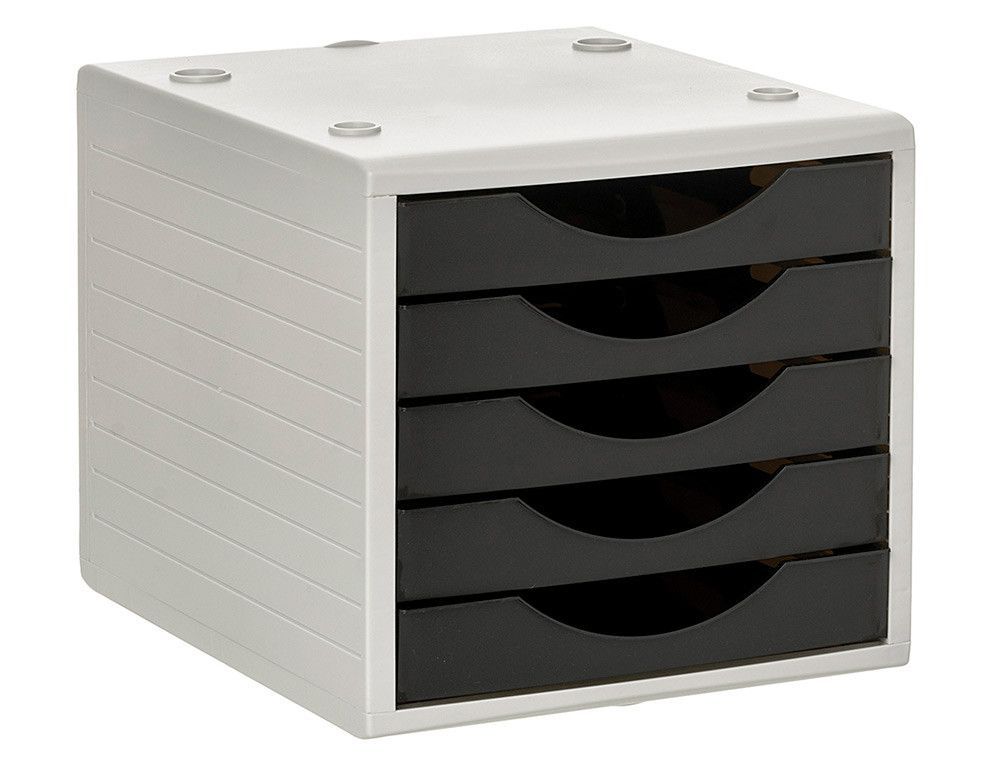 Fichero cajones de sobremesa q-connect 5 cajones color negro opaco 270x340x260 mm