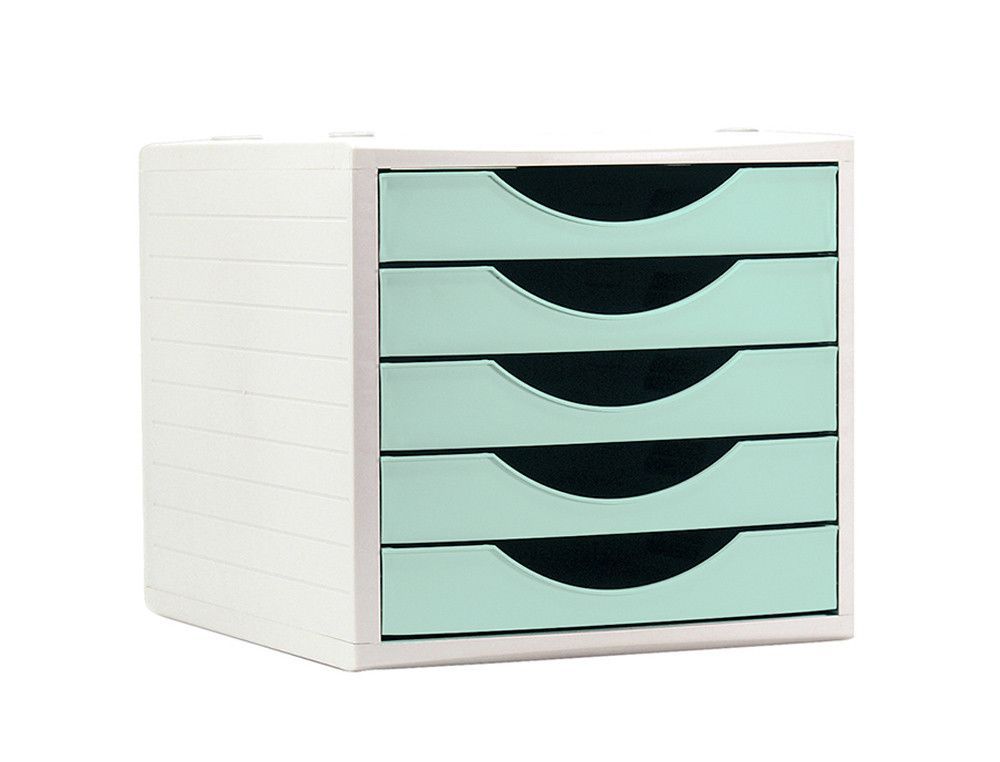 Fichero cajones de sobremesa q-connect 5 cajones color verde pastel 270x340x260 mm