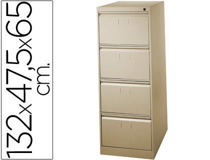 Fichero Cajones de Suelo Metal 4 Cajones 132 cm Alto 65 cm Prof 47,5 Ancho Color Beige N.34 Guias Telescop Antivuelc