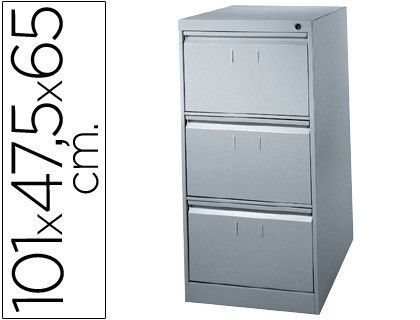 Fichero Cajones de Suelo Metalico de 3 Cajones 101 Alto,65 Prof. 47,5 Ancho Color Gris N.1375