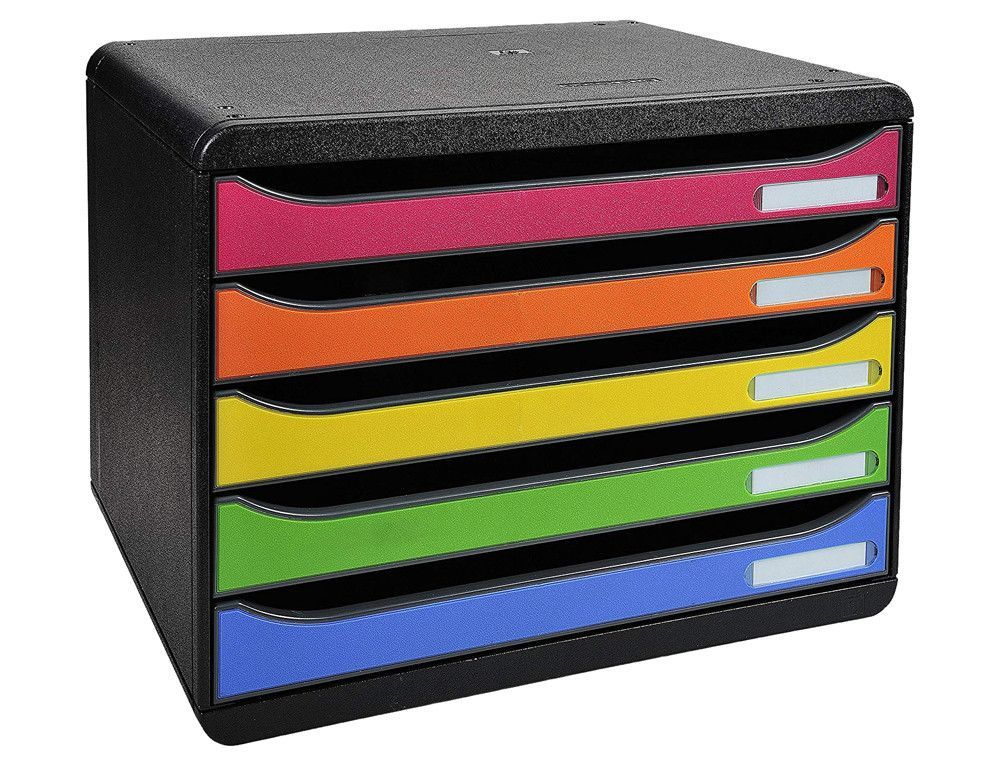 Fichero cajones sobremesa exacompta big-box plus apaisada iderama arlequin 5 cajones multicolores