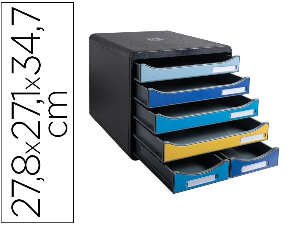 Fichero de cajones sobremesa exacompta big box maxi bee blue 6 cajones colores surtidos