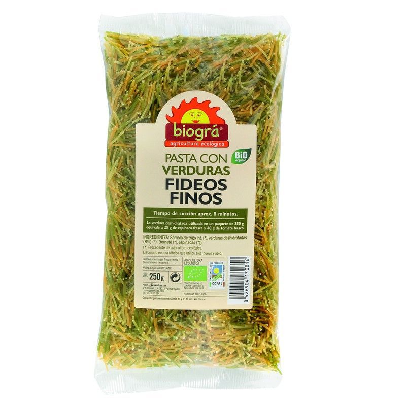 Fideo Fino Con Verduras Biogra Bio 250 Gramos