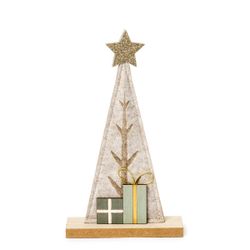 Figura árbol fieltro y base madera 26cm.