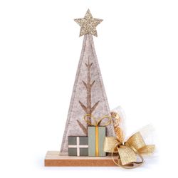 Figura árbol fieltro y base madera 26cm.4 bombones