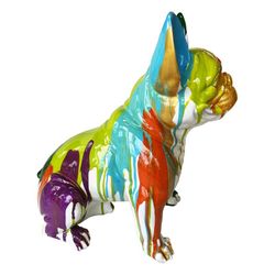 Figura Boston Terrier Sentado Kuatéh Nina 40x29x 45 cm Multicolor
