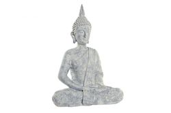 Figura buda sentado decoración mediano gris claro resina