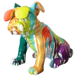 Figura Bulldog, 40 x 23 x 34 cm, en poliresina multicolor