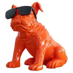 Figura Bulldog  Khal, 40 x 23 x 34 cm, naranja sentado