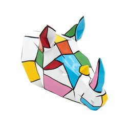 Figura cabeza de rinoceronte de pared de poliresina 25 x 20 x 16 cm