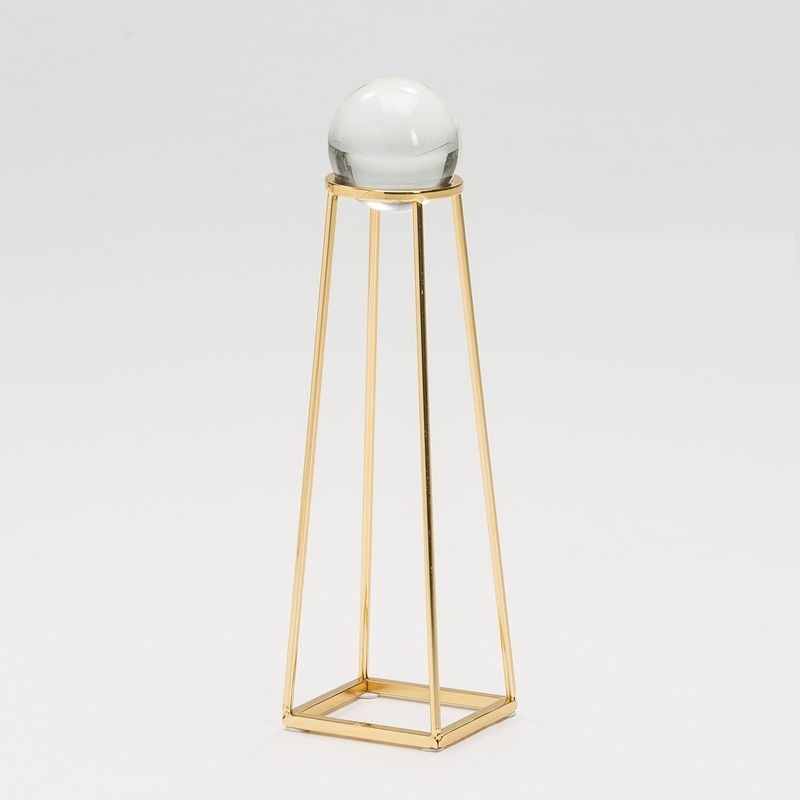 Figura de cristal y metal dorado, 8x8x29 cm