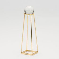 Figura de cristal y metal dorado, 8x8x29 cm