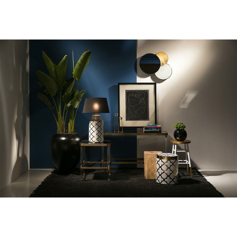 Figura de cristal y metal dorado, 8x8x35 cm