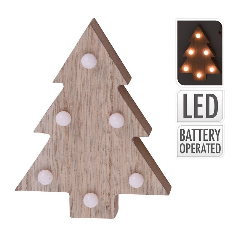 Figura De Madera Decorativa Motivos Navidad Con Led 10x3x13cm