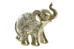 Figura elefante decoración dorado mediano resina