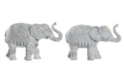 figura elefante decoración resina gris blanco