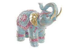 Figura elefante trompa arriba turquesa grande