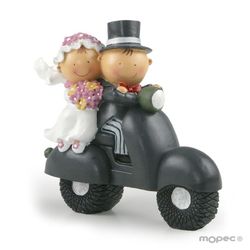 Figura pastel-hucha novios Pit-Pita moto (16cm) de Mopec