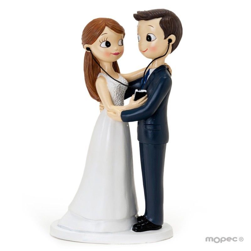 Figura pastel novios compartiendo música (21cm) de Mopec