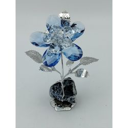 Flor 13cm Cristal NF0601D-B Azul Base Piedra Azul