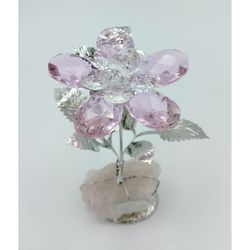 Flor 13cm Cristal NF0601D-P Rosada Base Piedra Rosada