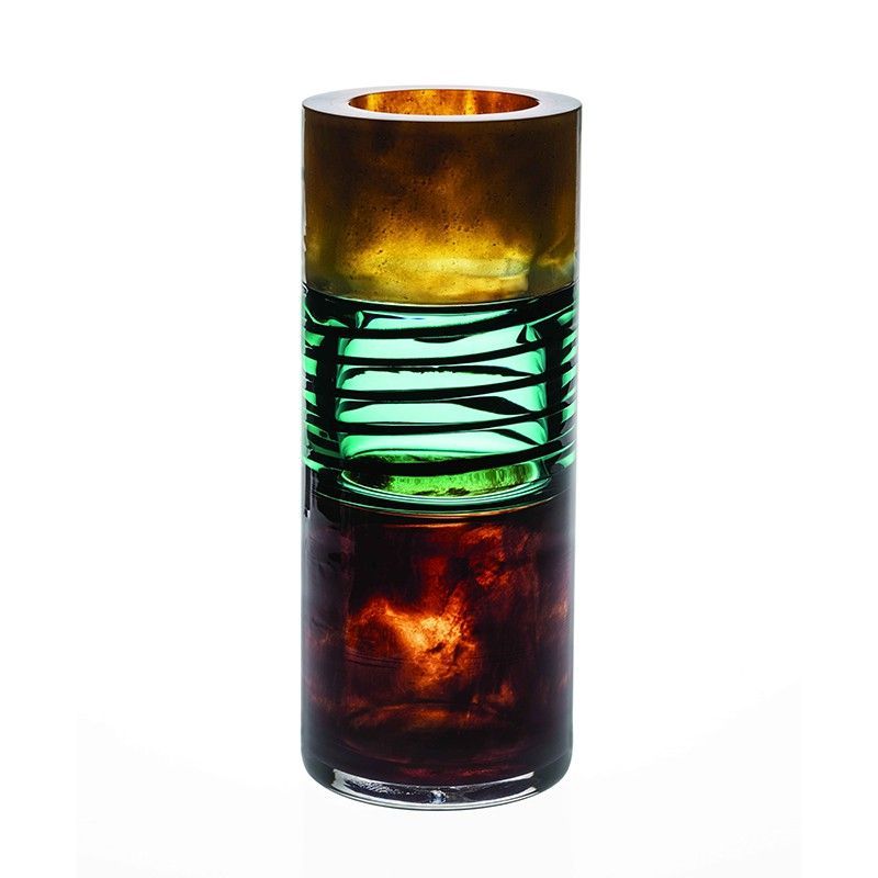 Florero alto de vidrio multicolor, Ø 14 x 35 cm | Cloudy Butterflies