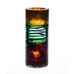 Florero alto de vidrio multicolor, Ø 14 x 35 cm | Cloudy Butterflies