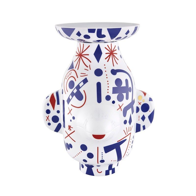 Florero decorativo Mueca de porcelana en multicolor, 28,7 x 24,8 x 42,8 cm | Folkifunki