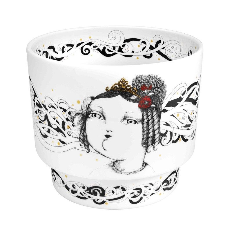 Florero reina D. Maria II de porcelana en multicolor, 18 x 18 x 15,7 cm | Raihas de Portugal