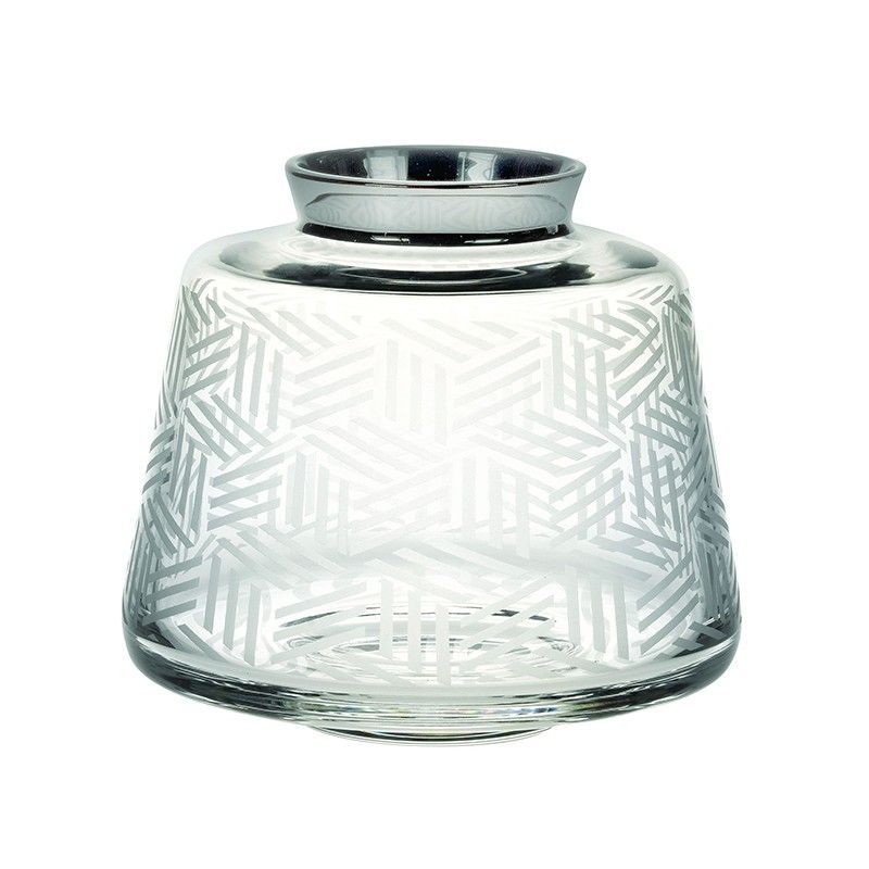 Florero S de cristal y platino transparente y plateado, Ø 18 x 15,7 cm | Potto