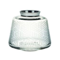 Florero S de cristal y platino transparente y plateado, Ø 18 x 15,7 cm | Potto