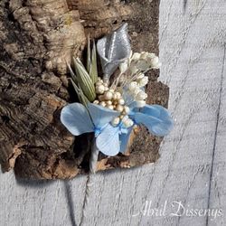 Flores Azul y Plata Set de tres