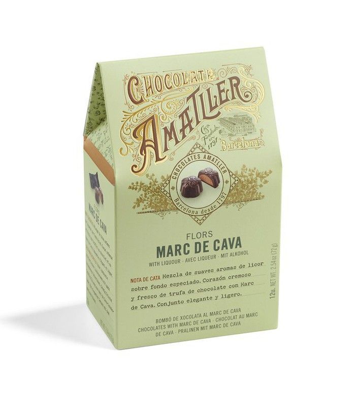 Flores chocolate marc de cava amatller 72 grs