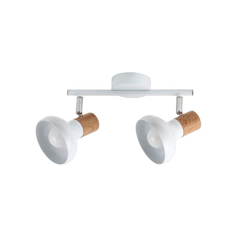 Foco 2Xe14 Blanco/Madera Holly Focos Moderno