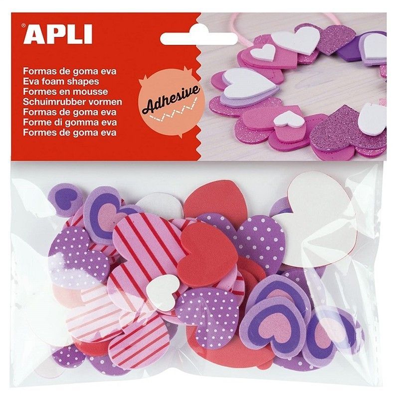 Formas goma eva adhesivas corazones estampados 40 und.
