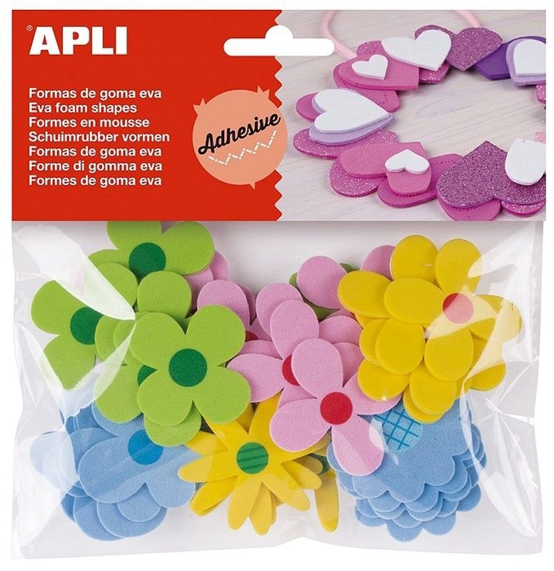 Formas goma eva adhesivas flores estampadas 40 und.