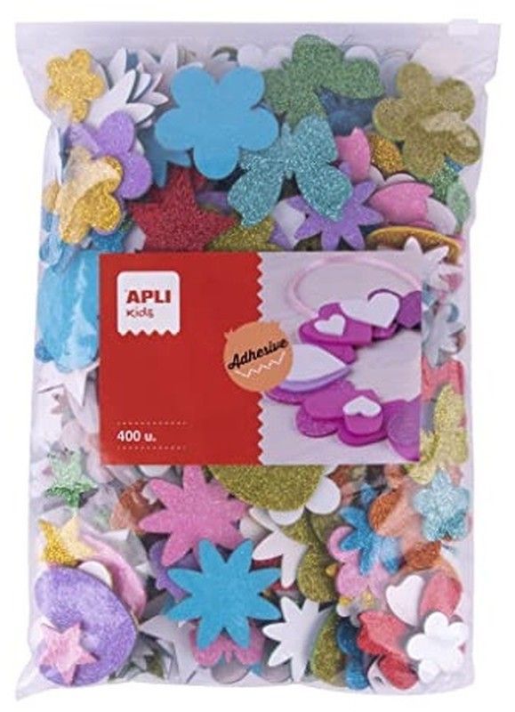 Formas goma eva purpurina adhesiva surtidas