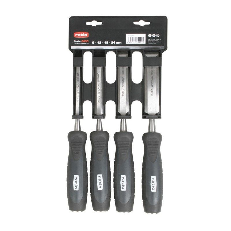 Formón carpintero RATIO. Formon Jgo.4 Mango Bi-Mat Ratio