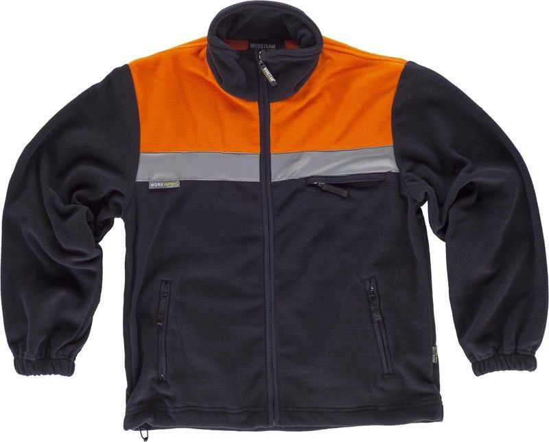 Forro polar bicolor con cremallera Marino / Naranja