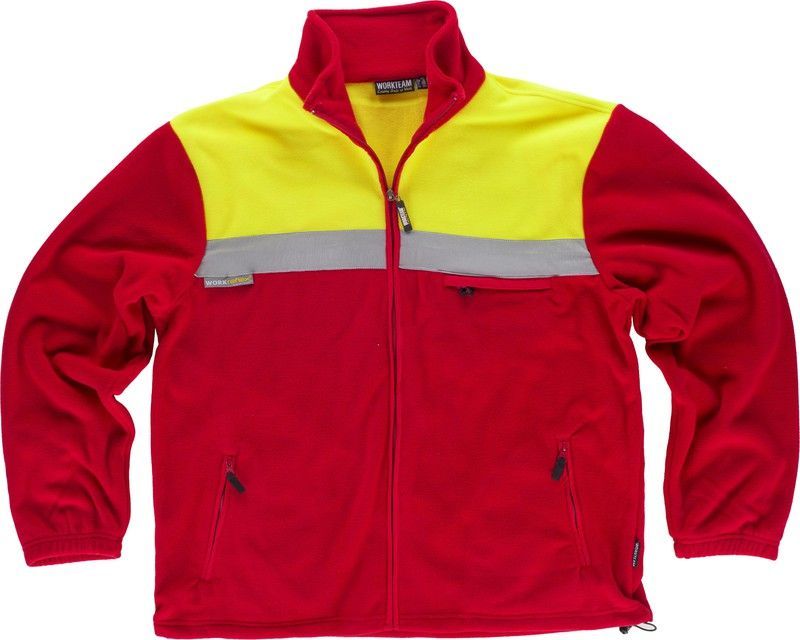 Forro polar bicolor con cremallera Rojo / Amarillo