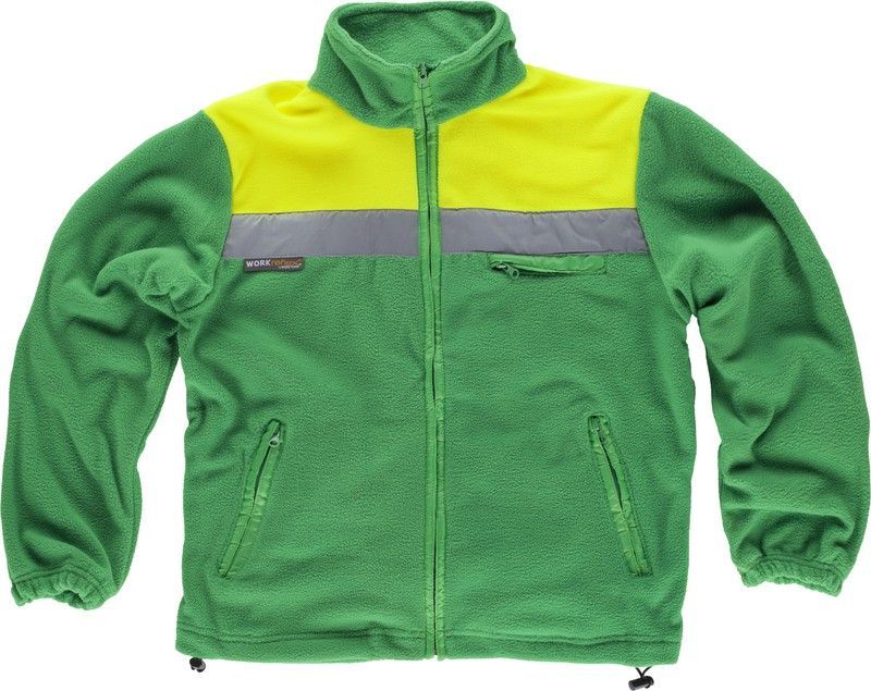 Forro polar bicolor con cremallera Verde / Amarillo