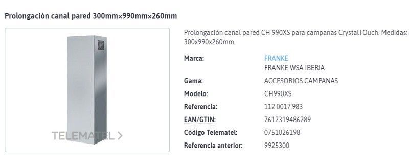 Franke prolongación campana FRACH990XS