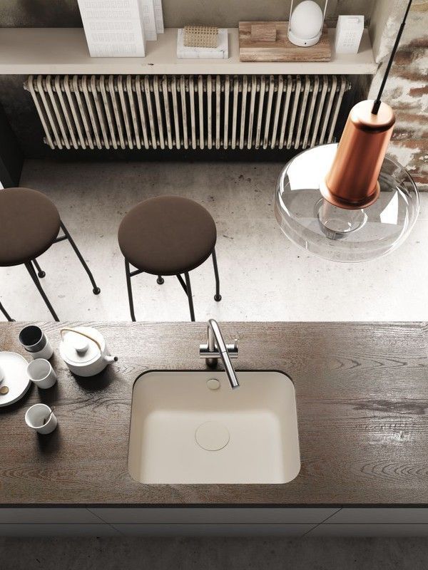 Fregadero Horus rectangular Vainilla mate