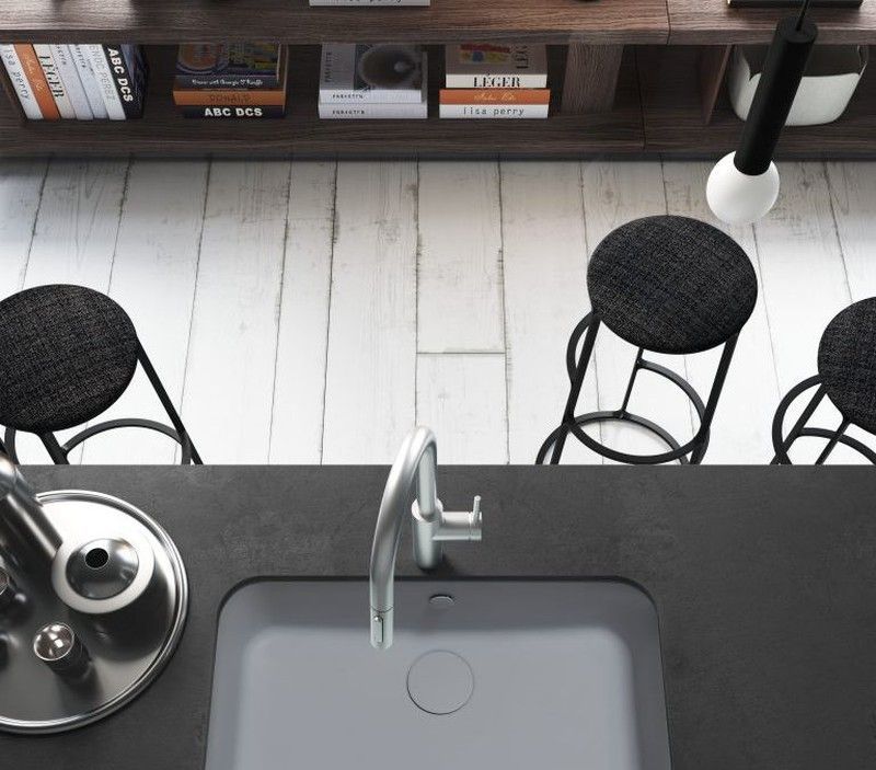 Fregadero Suria rectangular Gris seda