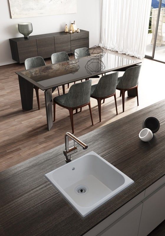 Fregadero Syan Troya cuadrado Blanco brillo