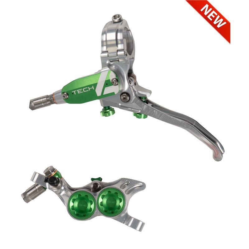 🔥 Freno Hope Tech 4 E4 Trasero Plata/Verde – Potencia y Control Superior 🚴‍♂️🥈💚