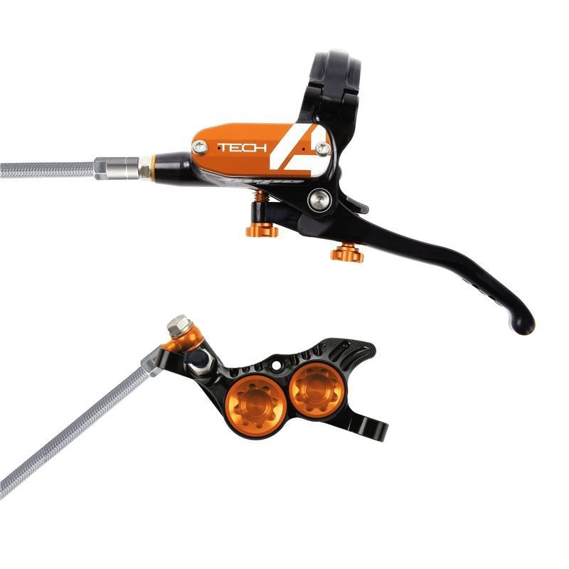 🚴‍♂️⚡ Freno Hope Tech 4 V4 Delantero Negro/Naranja Compatible E-Bike – Máxima Potencia para Descensos Extremos