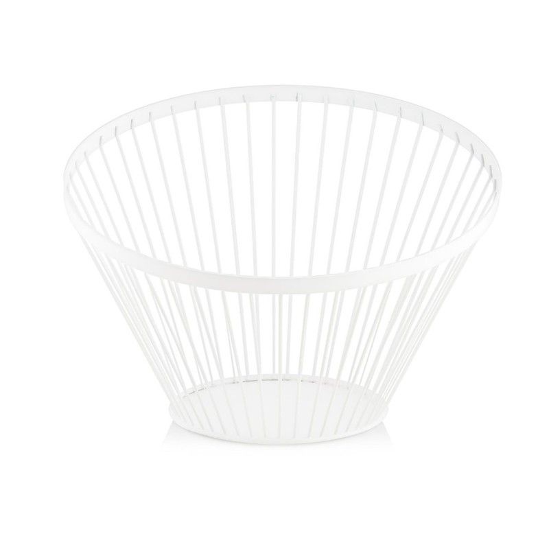 Frutero Cónico de Metal Blanco, 30x30x20,5cm