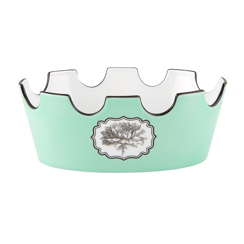 Frutero oval de porcelana en verde, 13,5 x 21 x 8,2 cm | Herbariae Parade