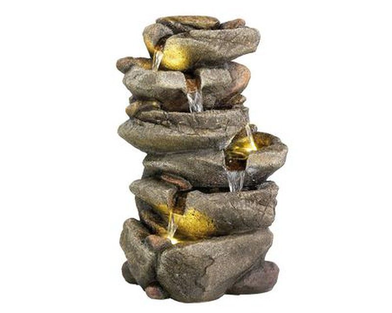 Fuente forma Cascada de Rocas  poliresina Largo26 cm Ancho 31cm Alto 50.5